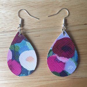Floral faux leather earrings